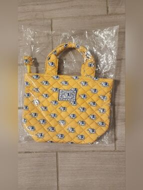Quilted Yellow Mini Tote Bag with Elephant Print, Good Design For Good Deeds.